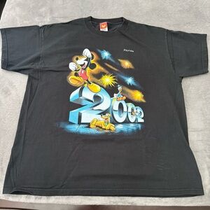 Y2K Vintage 2002 Disney Mickey Cartoon Black XXL.